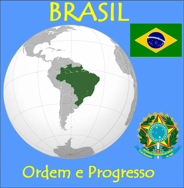 Brasilien plats emblem motto — Stock vektor