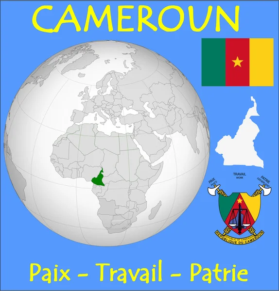 Kamerun konumu amblemi sloganı — Stok Vektör