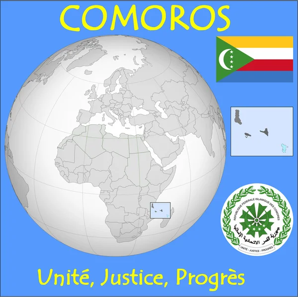 Comoros location emblem motto — Stock Vector