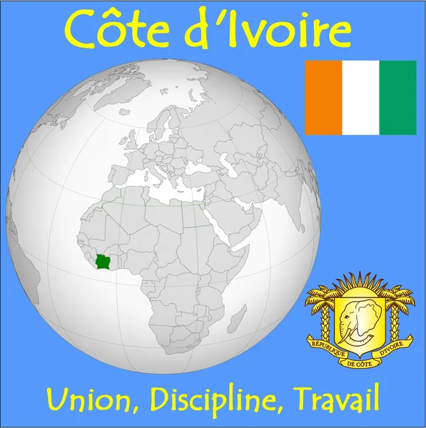 Costa do Marfim localização emblema lema — Vetor de Stock