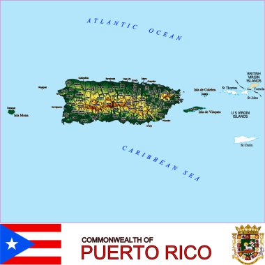 Puerto Rico counties emblem map clipart