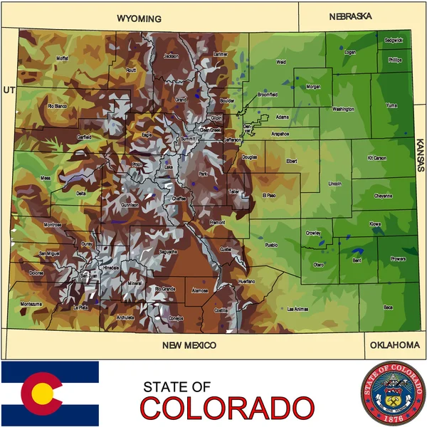 Carte emblème des comtés du Colorado — Image vectorielle