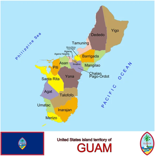 Mapa emblema de los condados de Guam — Archivo Imágenes Vectoriales