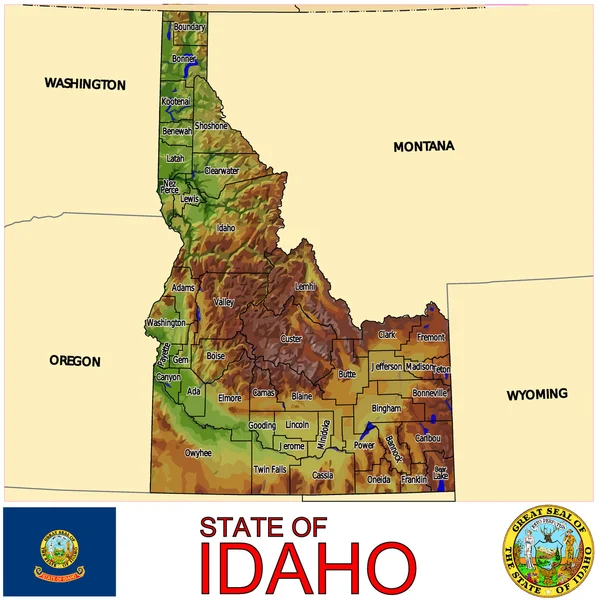 Carte emblème des comtés de l'Idaho — Image vectorielle