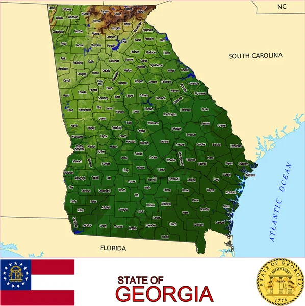 Georgia counties emblem map — Stock Vector