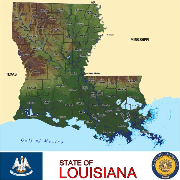 Mapa del emblema de Lousiana — Archivo Imágenes Vectoriales