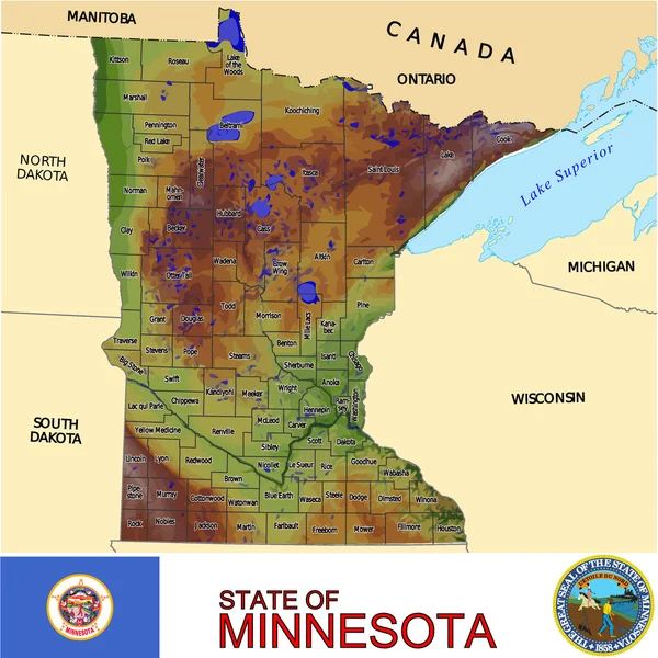 Mapa emblema de los condados de Minnesota — Vector de stock