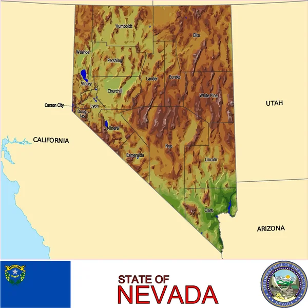 Karte der Landkreise Nevada — Stockvektor