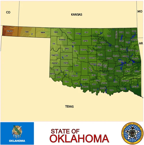 Oklahoma okresů znak mapa — Stockový vektor