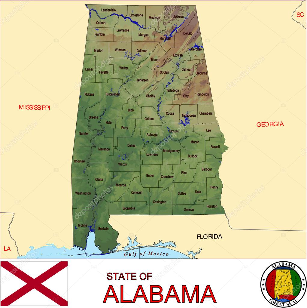 Alabama counties emblem map