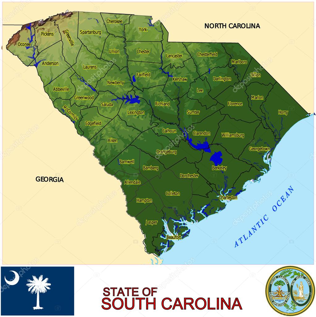 South Carolina counties emblem map