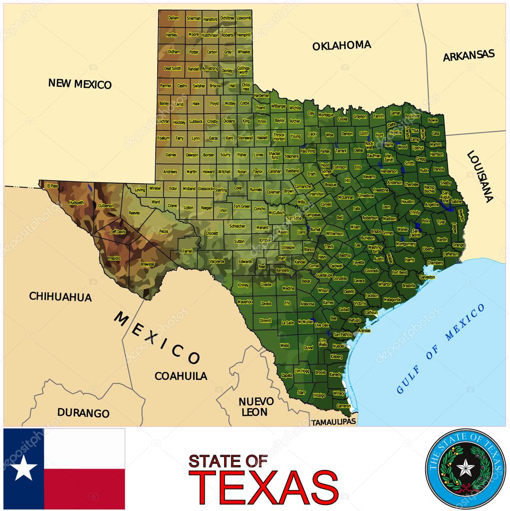 Texas counties emblem map