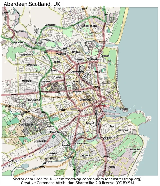 Aberdeen Écosse Plan de la ville Royaume-Uni — Image vectorielle