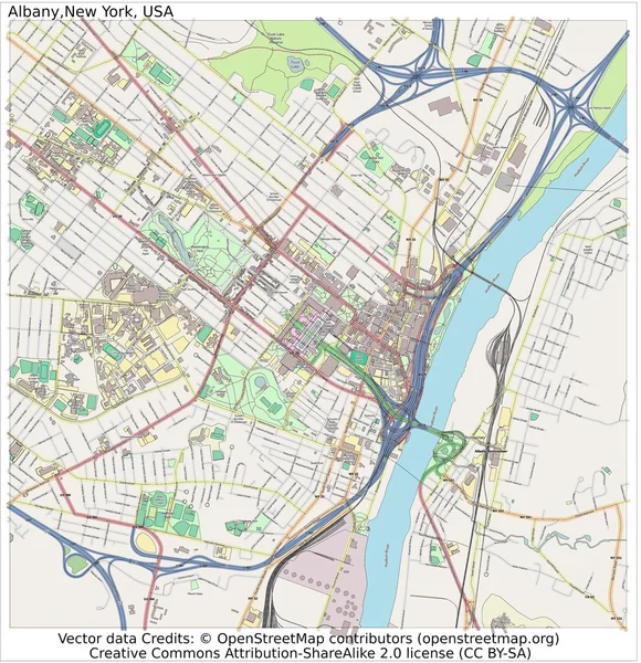 纽约奥尔巴尼市地图 — 图库矢量图片