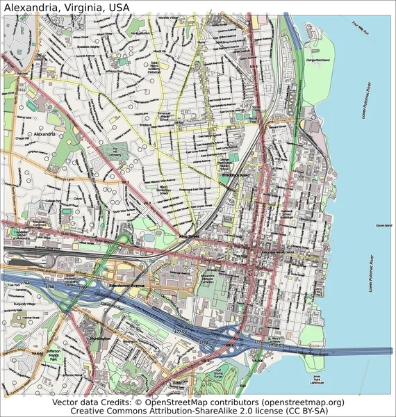 Alexandria Virginia city kaart — Stockvector
