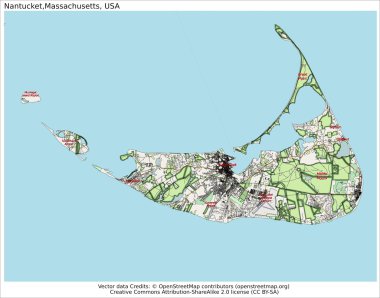 Nantucket New Jersey island map clipart