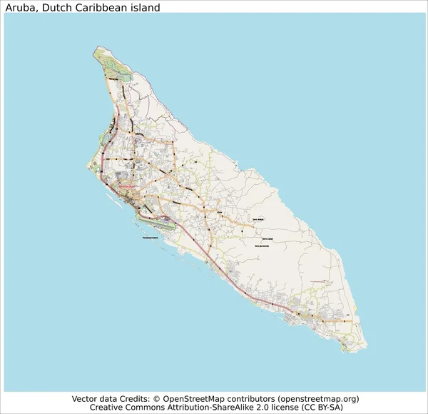 Aruba Holanda mapa de la isla — Archivo Imágenes Vectoriales