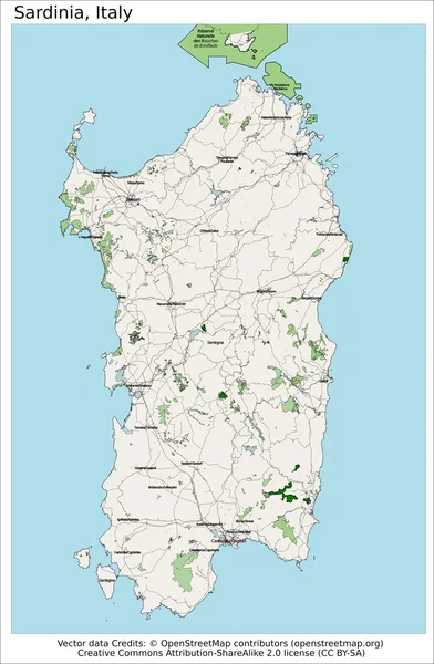 撒丁岛意大利岛地图 — 图库矢量图片