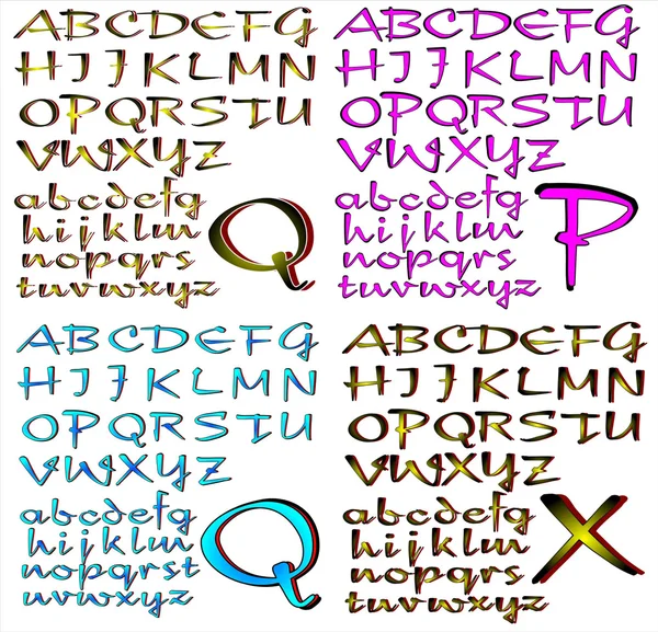 Abc のアルファベットのレタリング デザイン新しい 1 日コンボ — ストックベクタ