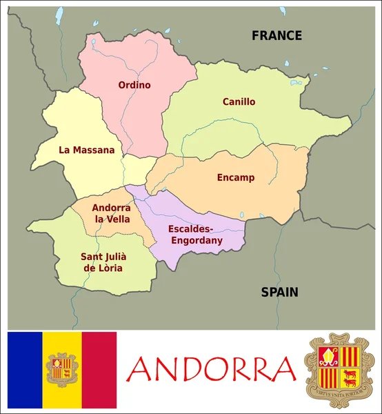 Andorra Administrative divisions — Stock Vector