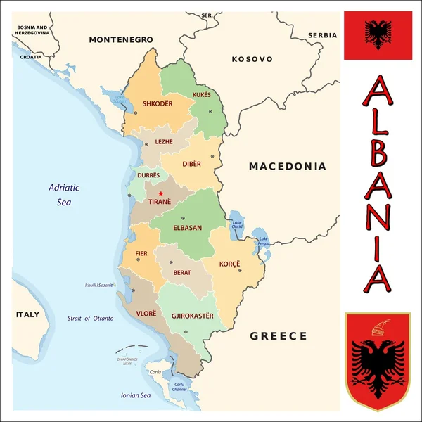 Albanië bestuurlijke indeling — Stockvector