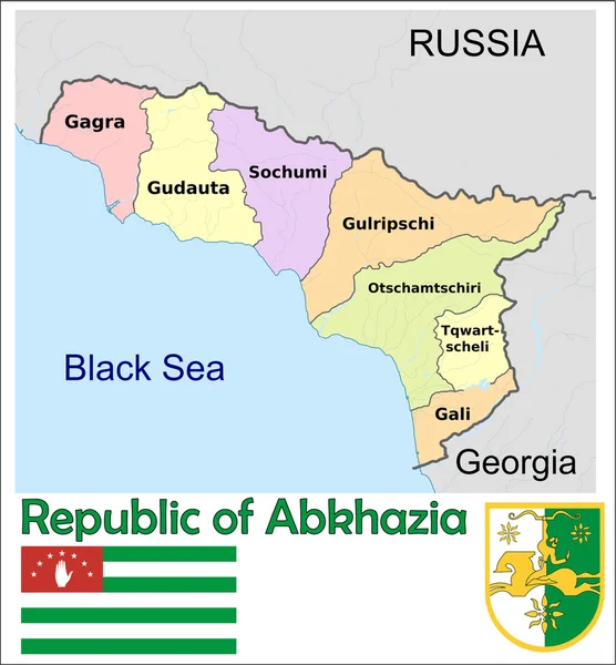 Abkhazia Administrative divisions — Stock Vector