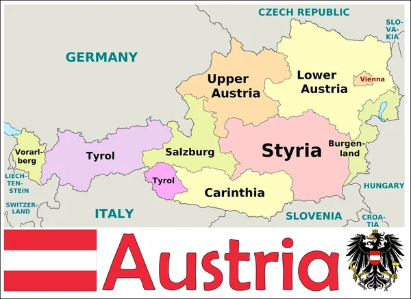 Austria Administrative divisions — Stock Vector
