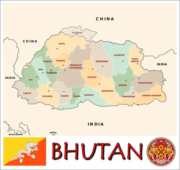 Bhutan Administrative divisions — Stock Vector