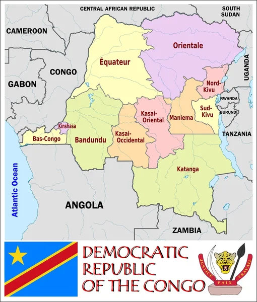 República Democrática del Congo Divisiones administrativas — Vector de stock