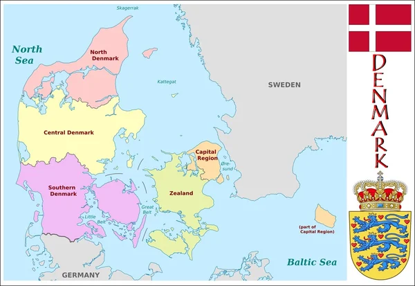 Dinamarca Divisiones administrativas — Vector de stock