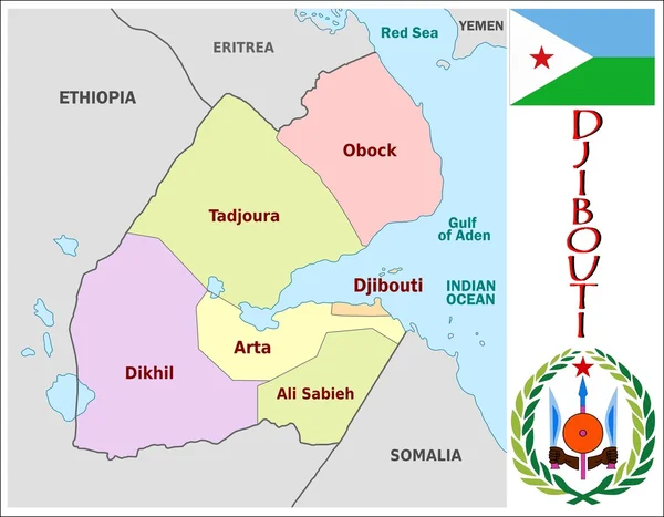 Djibouti Administrative divisions — Stock Vector