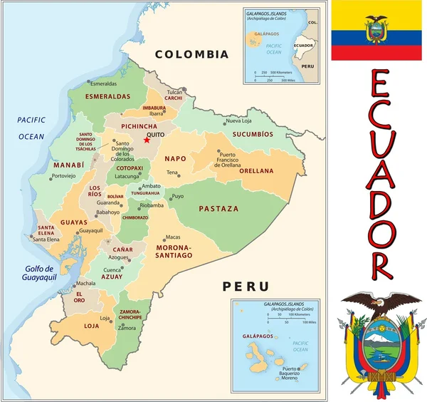 Ecuador Divisioni amministrative — Vettoriale Stock