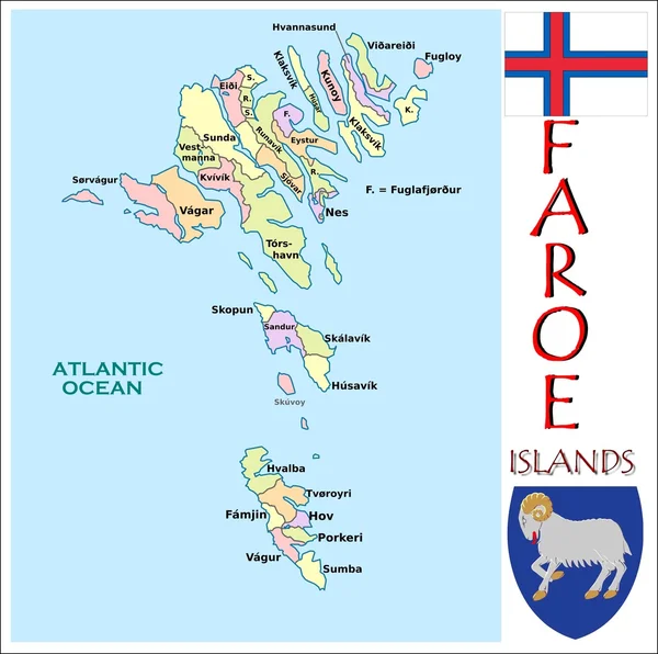 Ilhas Faroé Divisões administrativas — Vetor de Stock