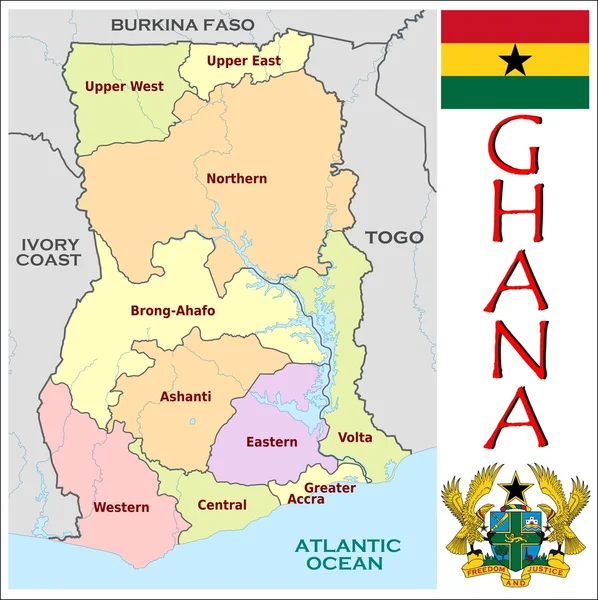 Ghana bestuurlijke indeling — Stockvector