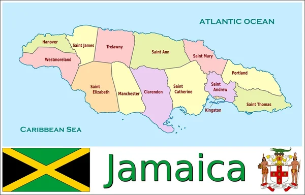Jamaica Administrative divisions — Stock Vector