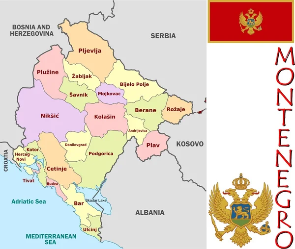Montenegro bestuurlijke indeling — Stockvector