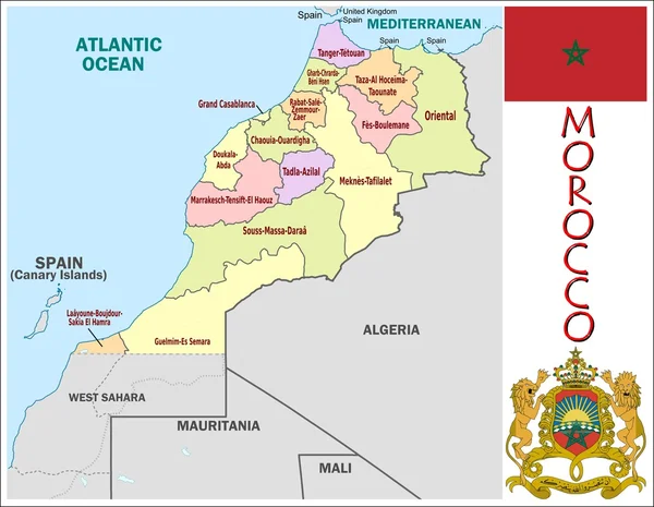 Marokko bestuurlijke indeling — Stockvector