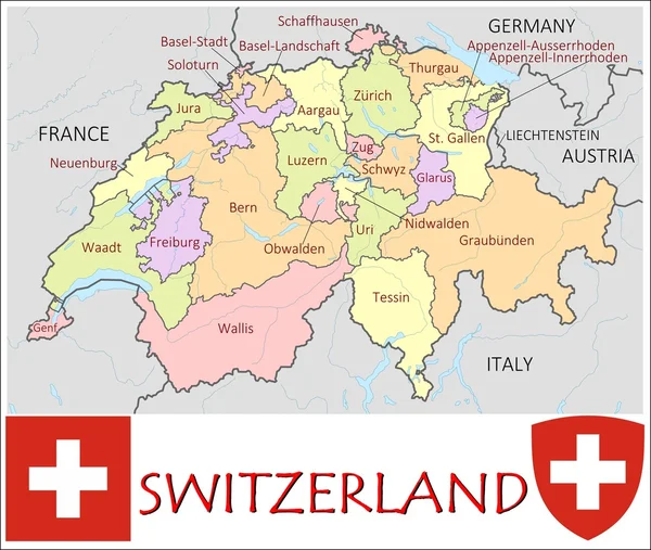 Switzerland Administrative divisions — Stock Vector