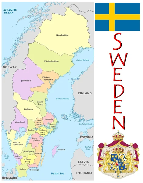 Svezia Divisioni amministrative — Vettoriale Stock