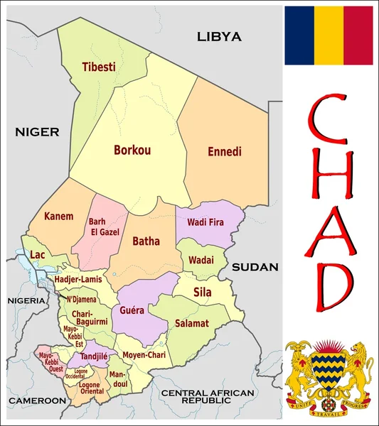 Chad Divisiones administrativas — Vector de stock