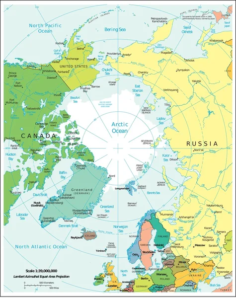 Arctic Region politieke divisies — Stockvector