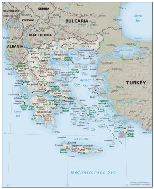 Yunanistan physiography harita