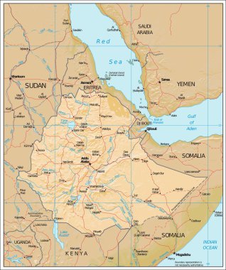 Etiyopya physiography harita
