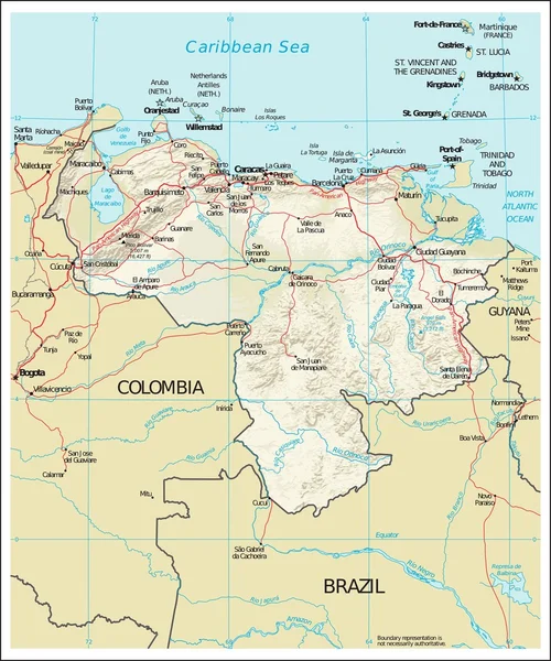 Venezuela fisiografia mappa — Vettoriale Stock