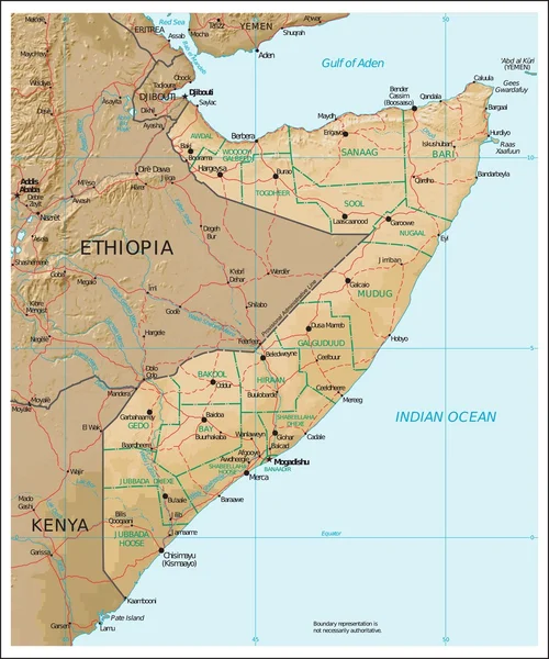 Mapa de fisiografía somalí — Archivo Imágenes Vectoriales