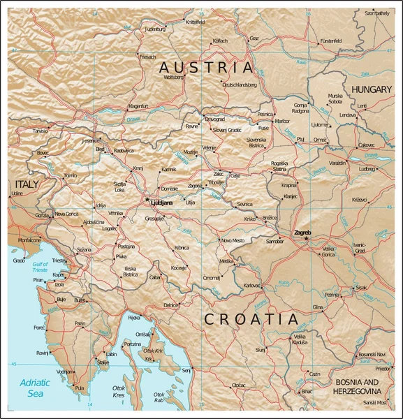 Sloven physiography harita — Stok Vektör