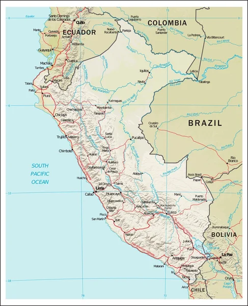 0. Peru physiography harita — Stok Vektör