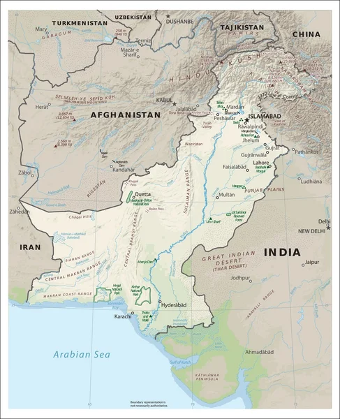 Pakistan physiography harita — Stok Vektör