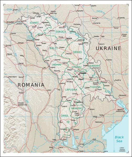 Mapa physiography Mołdawii — Wektor stockowy