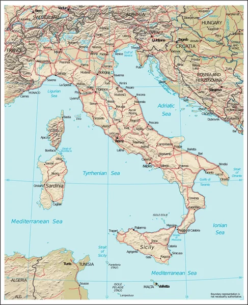 Fiziografie itală hartă — Vector de stoc